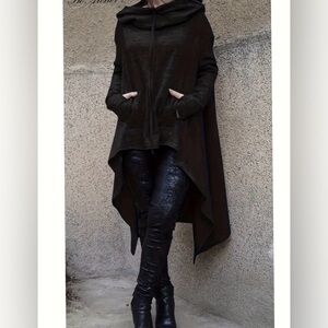 Elegant Black Asymmetrical Women's Hoodie